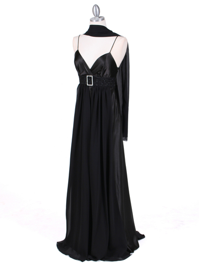 4624 Black Satin Evening Gown - Black, Alt View Medium