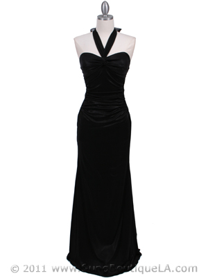 4760A Black Halter Evening Dress, Black