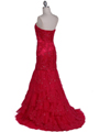 4864 Hot Pink Lace Glitter Evening Gown - Hot Pink, Back View Thumbnail