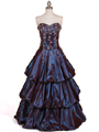 4880 Blue Purple Two Tone Strapless Beaded Evening Gown - Blue Purple, Front View Thumbnail