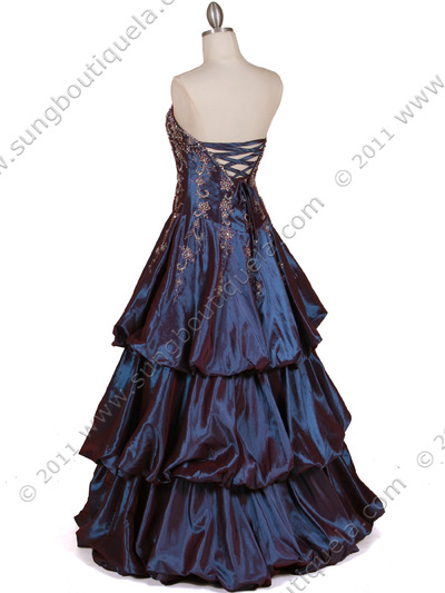 4880 Blue Purple Two Tone Strapless Beaded Evening Gown - Blue Purple, Back View Medium