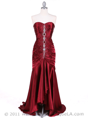 4918 Wine Charmuse Evening Gown, Wine
