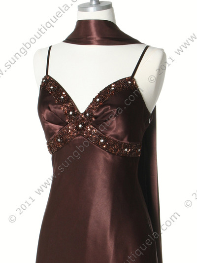 4948 Brown Sequins Charmeuse Party Dress - Brown, Alt View Medium