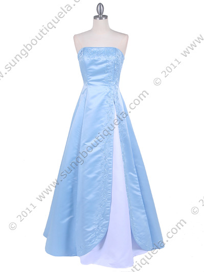 4987 Baby Blue Prom Dress - Baby Blue, Front View Medium