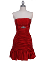 501 Red Strapless Pleated Cocktail Dress