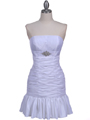 501 White Strapless Pleated Cocktail Dress - White, Front View Thumbnail