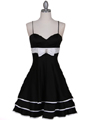 5047 Black Tiered Cocktail Dress - Black, Front View Thumbnail