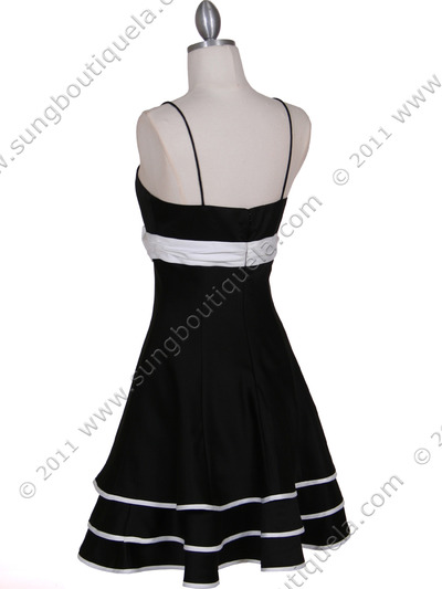5047 Black Tiered Cocktail Dress - Black, Back View Medium
