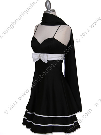 5047 Black Tiered Cocktail Dress - Black, Alt View Medium