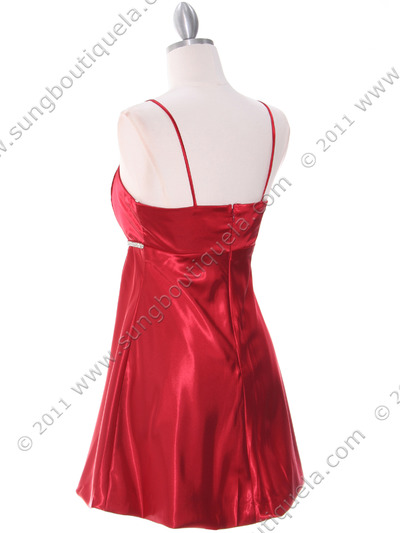 5049 Red Satin Bubble Dress - Red, Back View Medium