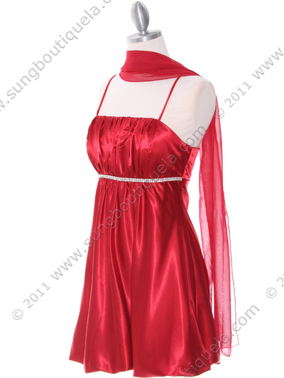 5049 Red Satin Bubble Dress - Red, Alt View Medium