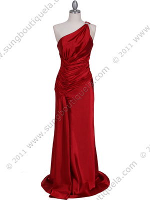 5057 Red One Shoulder Evening Dress, Red