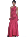 5057 One Shoulder Evening Dress - Fuschia, Front View Thumbnail