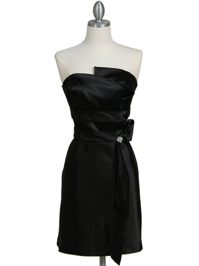 5073 Black Strapless Cocktail Dress - Black, Front View Medium