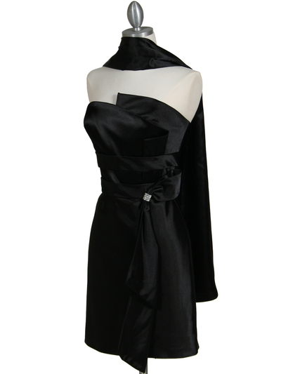 5073 Black Strapless Cocktail Dress - Black, Alt View Medium
