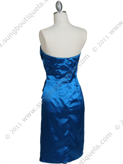 5085 Blue Cocktail Dress - Blue, Back View Medium