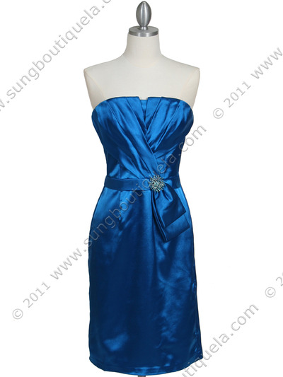 5085 Blue Cocktail Dress - Blue, Front View Medium