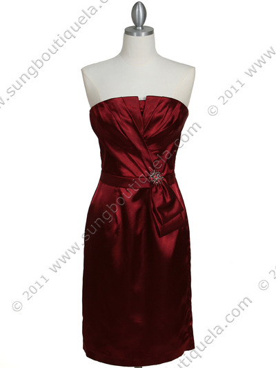 5085 Burgundy Cocktail Dress - Burgundy, Front View Medium