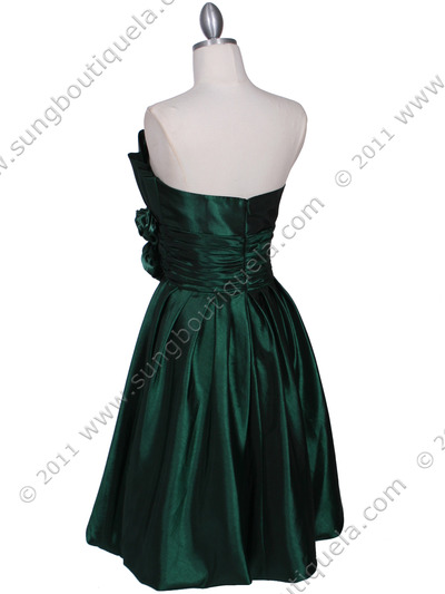 5095 Green Strapless Floral Cocktail Dress - Green, Back View Medium