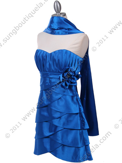 5097 Turquoise Strapless Cocktail Dress - Turquoise, Alt View Medium