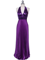 5141 Purple Sequin Top Halter Evening Dress - Purple, Front View Thumbnail