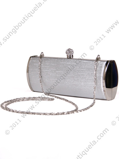 BL517A Silver Evening Clutch with Rhinestone Clip - Silver, Alt View Medium