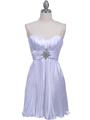 5203 White Strapless Pleated Cocktail Dress - White, Front View Thumbnail