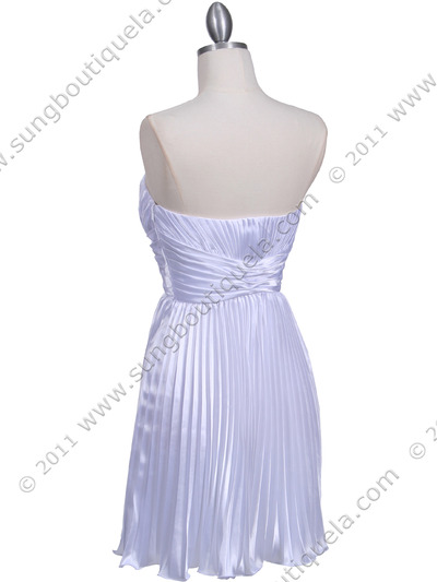 5203 White Strapless Pleated Cocktail Dress - White, Back View Medium