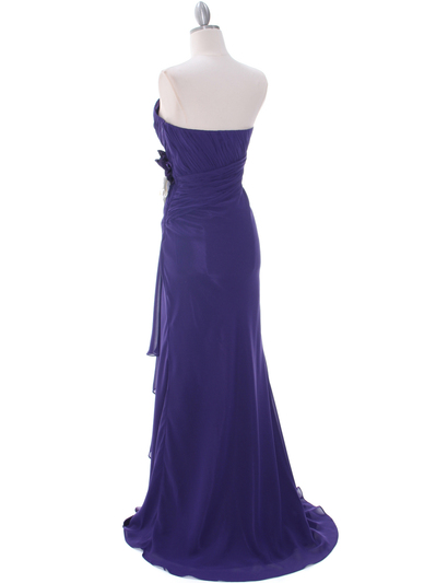 5230 Purple Strapless Evening Dress - Purple, Back View Medium