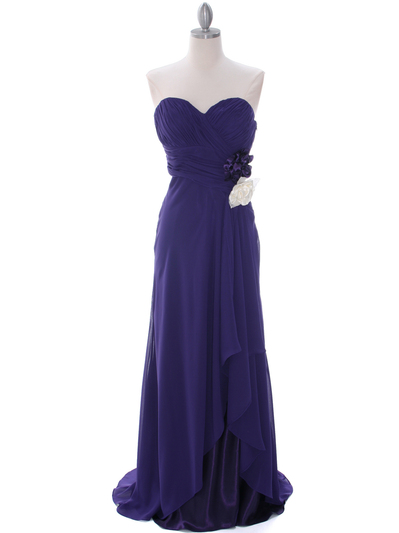 5230 Purple Strapless Evening Dress - Purple, Front View Medium