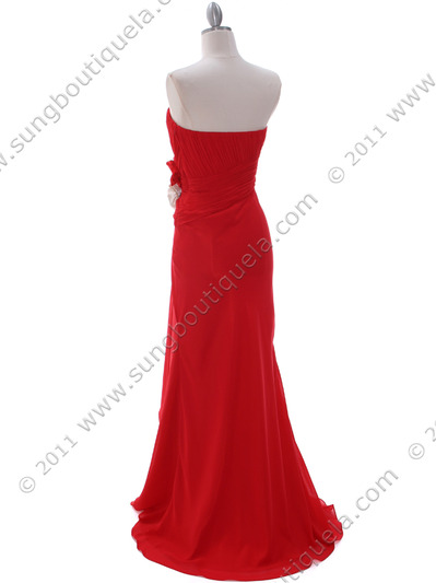 5230 Red Strapless Evening Dress - Red, Back View Medium