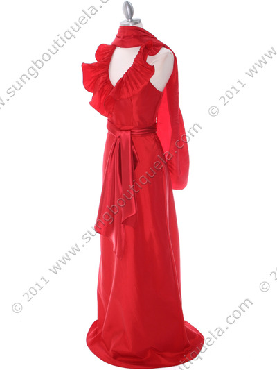 5237 Red Taffeta Evening Dress - Red, Alt View Medium