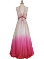 5541 White/Fuschia Bead Silk Gown