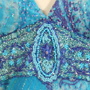 5563 Turquoise Halter Beaded Silk Dress - Turquoise, Alt View Thumbnail