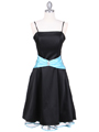 6020 Black Turquoise Cocktail Dress - Black Turquoise, Front View Thumbnail