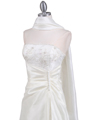 60638 Ivory Taffeta Beaded Evening Gown - Ivory, Alt View Thumbnail