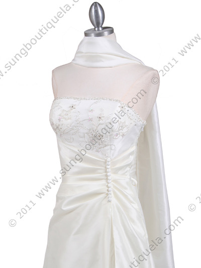 60638 Ivory Taffeta Beaded Evening Gown - Ivory, Alt View Medium