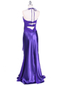 6255 Purple Evening Dress with Rhinestone Buckle - Purple, Back View Thumbnail