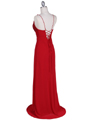 6268 Red Sequins Top Chiffon Evening Dress - Red, Back View Thumbnail