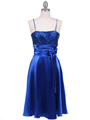6269 Royal Blue Giltter Tea Length Dress - Royal Blue, Front View Thumbnail
