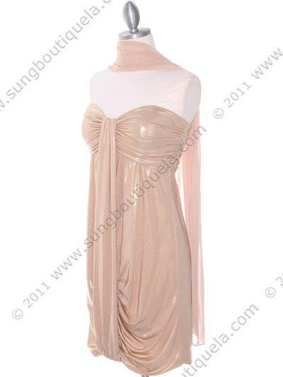 6278 Gold Shimmery Cocktail Dress - Gold, Alt View Medium