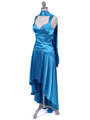 6283 Turquoise Satin Cocktail Dress - Turquoise, Alt View Thumbnail