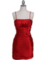 6350 Red Pleated Cocktail Dress - Red, Front View Thumbnail