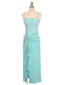 7033 Aqua Glitter Evening Dress - Aqua, Front View Thumbnail