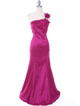 7063 Raspberry One Shoulder Taffeta Evening Dress with Bow - Raspberry, Front View Thumbnail
