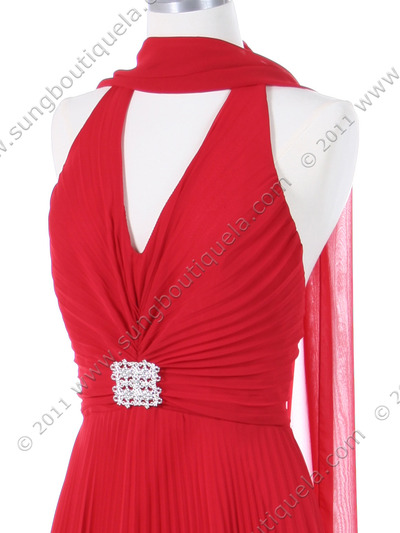 7067 Red Halter Cocktail Dress - Red, Alt View Medium