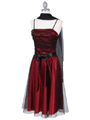 7109 Black/Red Glitter Tea Length Dress - Black Red, Alt View Thumbnail