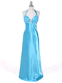 7121 Turquoise Satin Evening Gown
