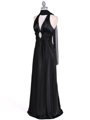 7122 Black Satin Halter Evening Gown - Black, Alt View Thumbnail