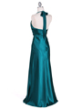 7122 Green Satin Halter Evening Gown - Green, Back View Thumbnail